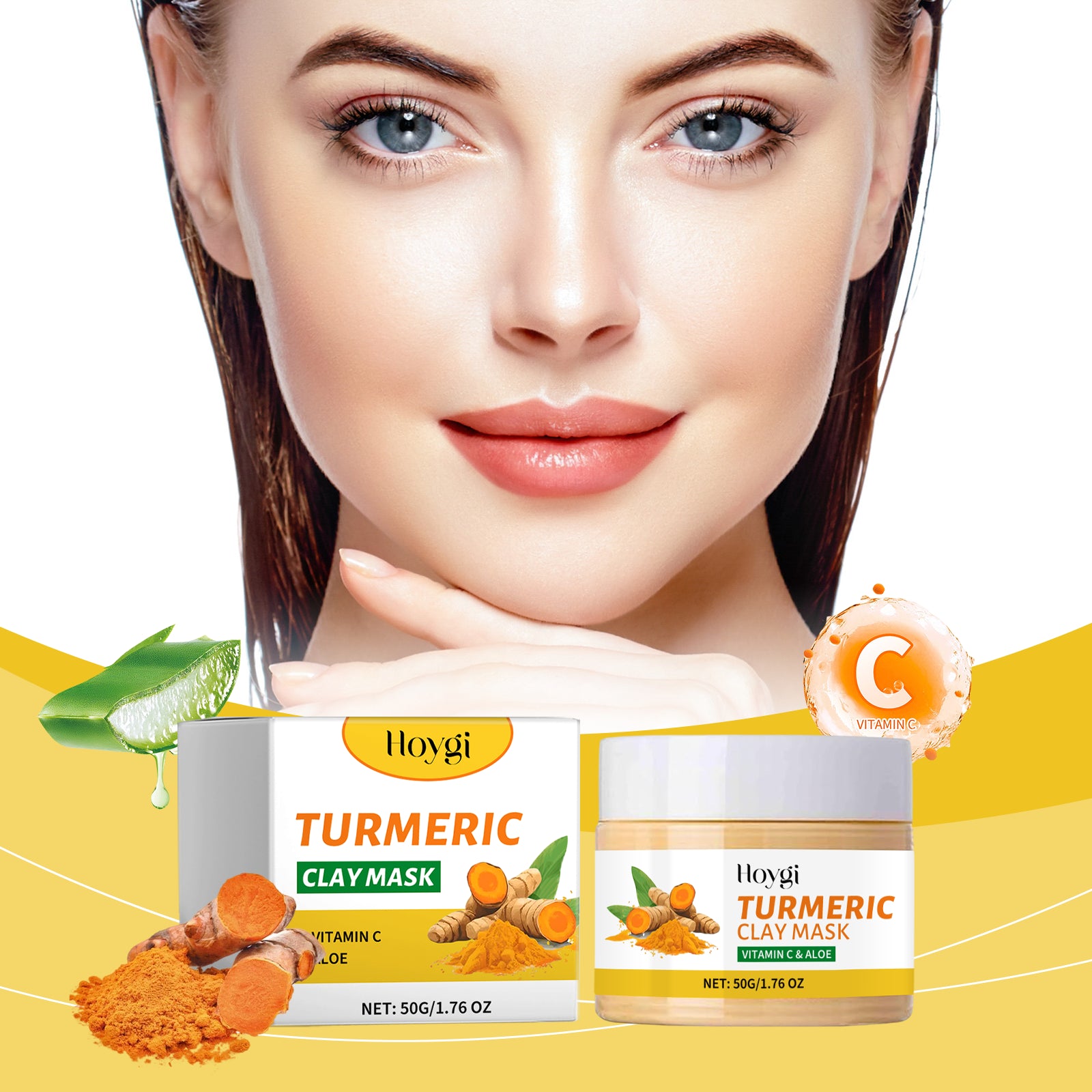 Turmeric Glow Face Mask – Deep Pore Cleansing Mud Film with Vitamin C & Aloe Vera
