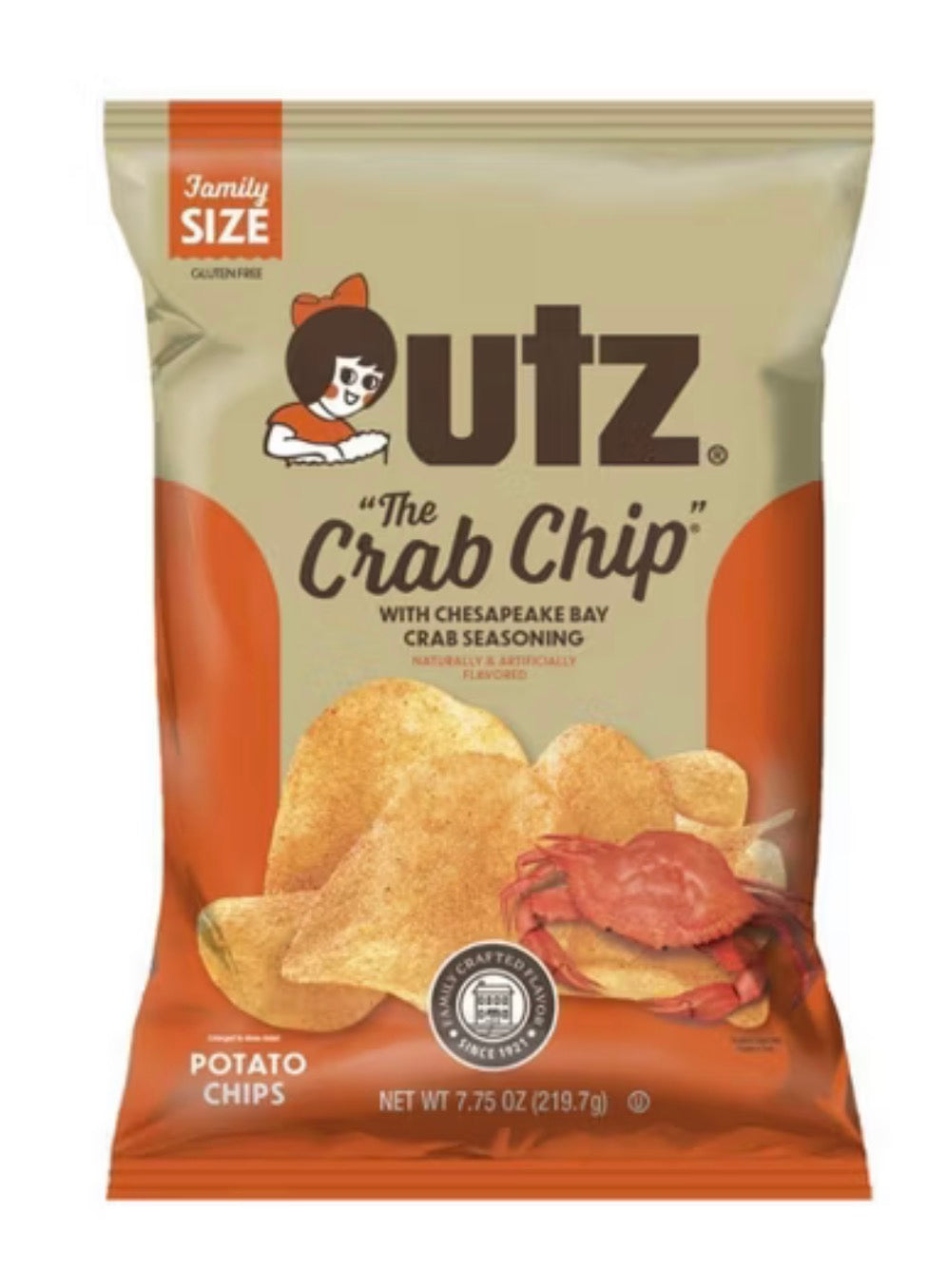 Utz "The Crab Chip" Chesapeake Bay Crab Seasoning Potato Chips – 4 Pack (7.75 oz each)