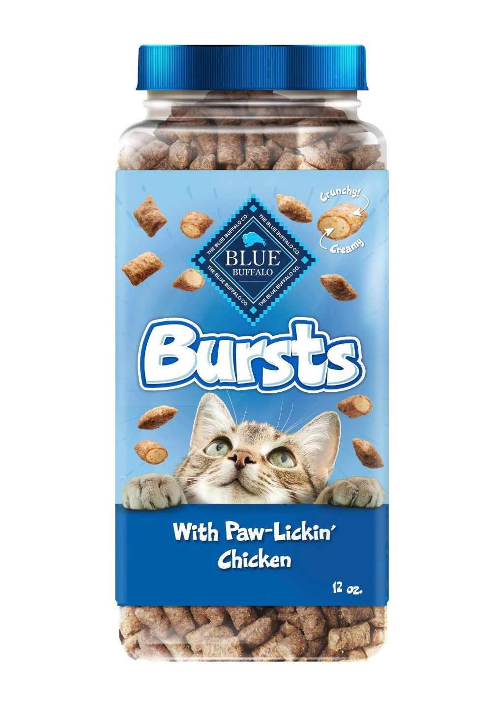Blue Buffalo Bursts Crunchy & Creamy Cat Treats – Paw-Lickin' Chicken 12 oz Tub (3-Pack)