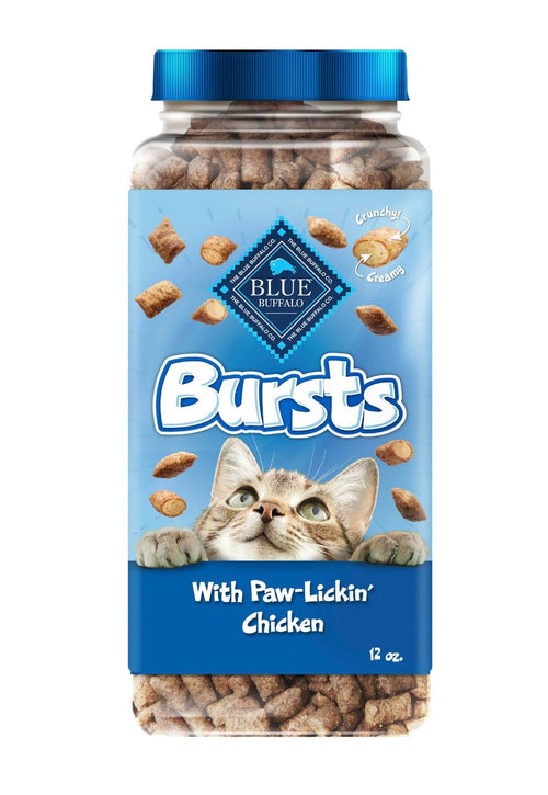 Blue Buffalo Bursts Crunchy & Creamy Cat Treats – Paw-Lickin' Chicken 12 oz Tub (3-Pack)