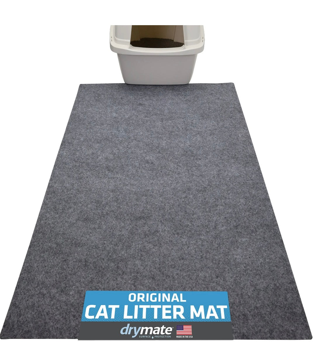 Drymate Jumbo Cat Litter Box Mat, Waterproof Urine-Proof, Absorbent, Machine Washable, Contains Mess, Soft on Paws, Kitten Supplies 29x44, Light Grey