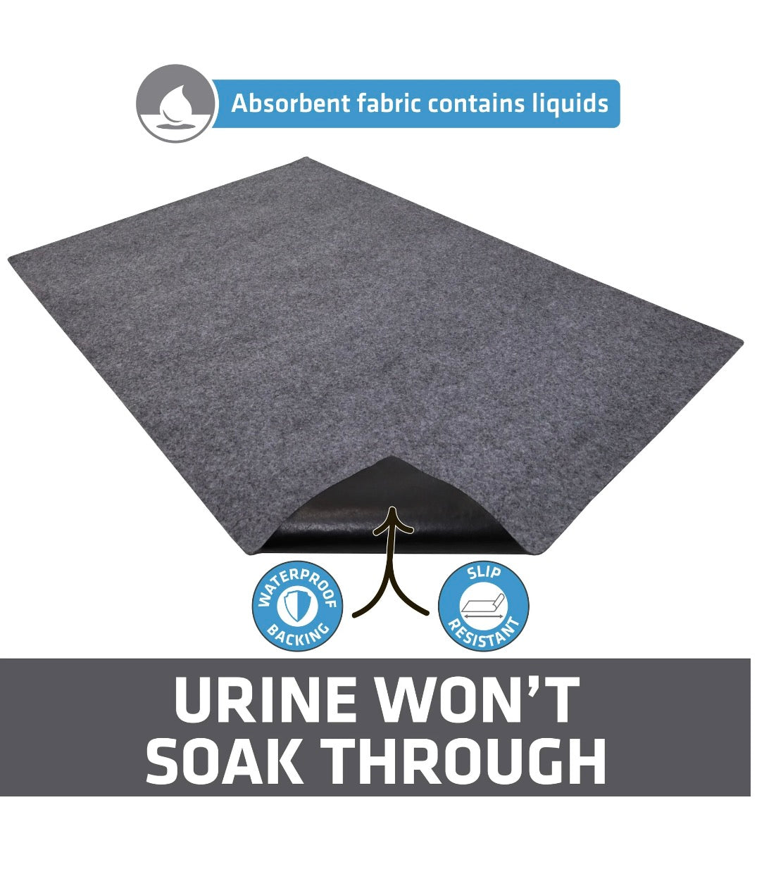 Drymate Jumbo Cat Litter Box Mat, Waterproof Urine-Proof, Absorbent, Machine Washable, Contains Mess, Soft on Paws, Kitten Supplies 29x44, Light Grey