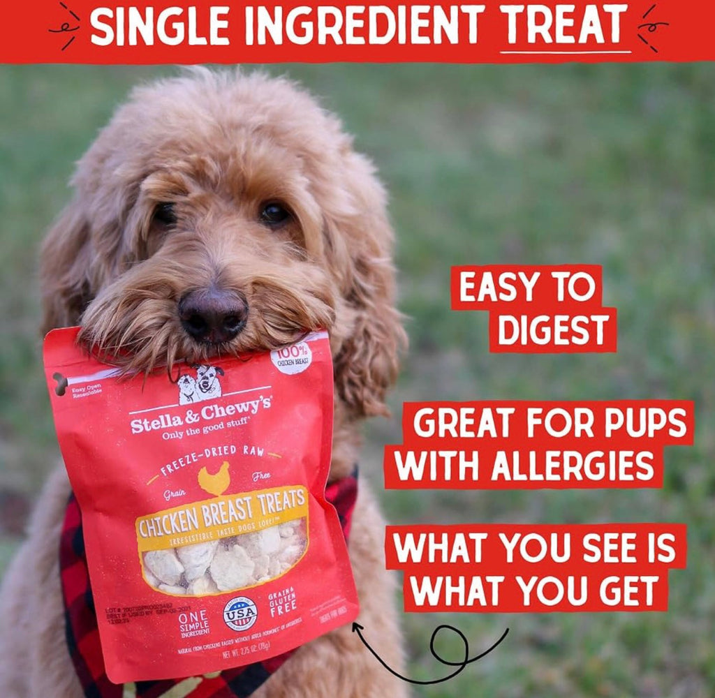 Stella & Chewy's Freeze-Dried Raw Chicken Breast Dog Treats - 3-Pack (2.75oz Each)