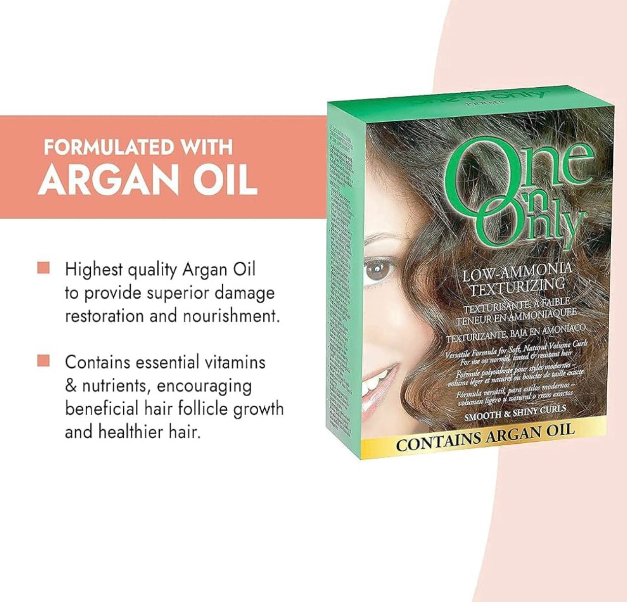 One ’N Only Perms Low-Ammonia Texturizing with Argan Oil, Smooth & Shiny – 3 Pack