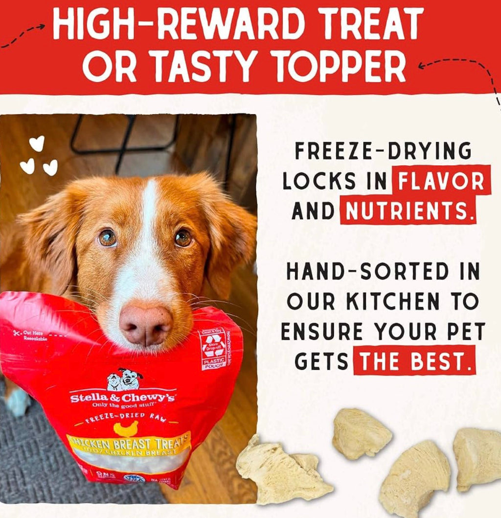 Stella & Chewy's Freeze-Dried Raw Chicken Breast Dog Treats - 3-Pack (2.75oz Each)
