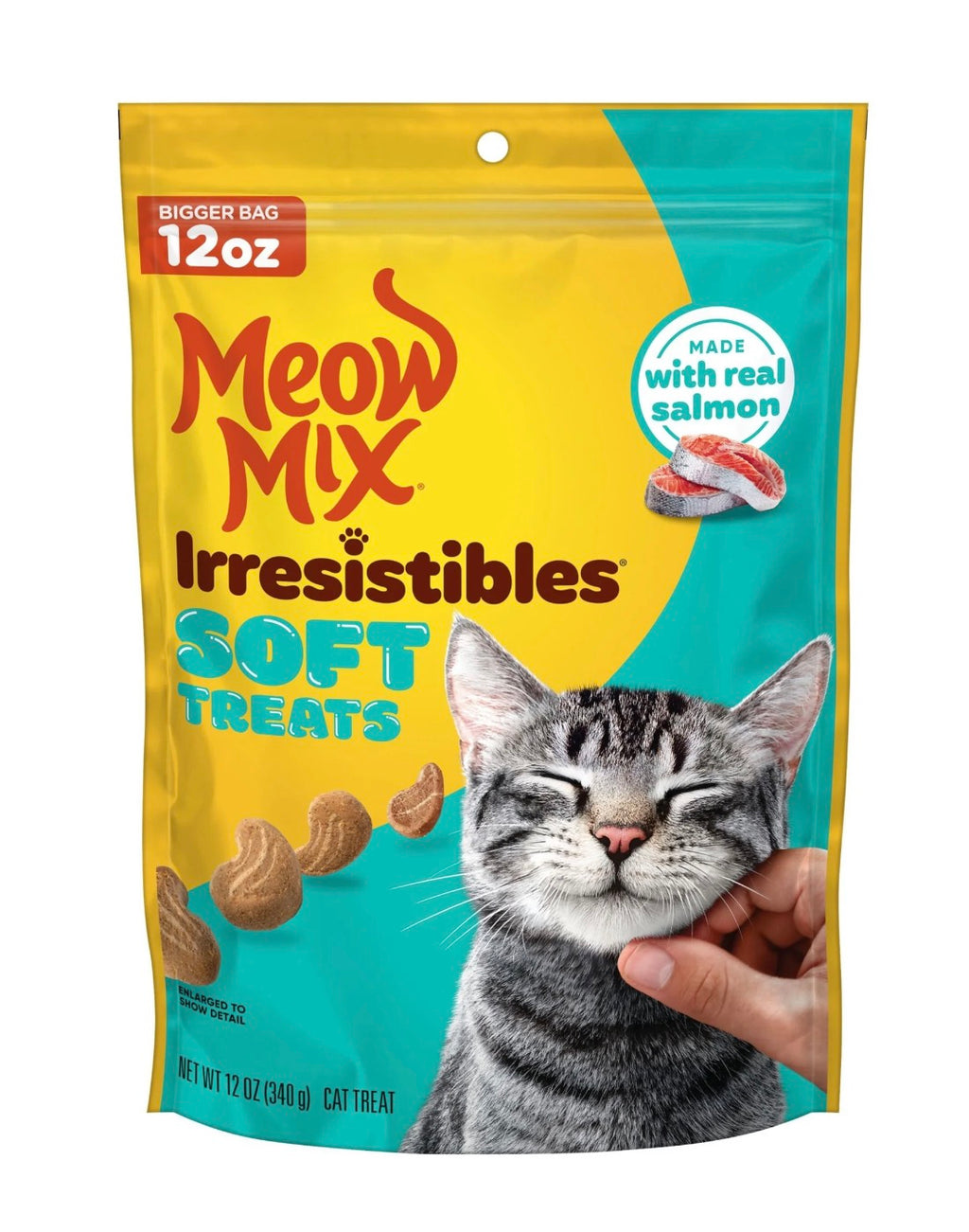 2 packs Meow Mix Irresistibles Soft Cat Treats Made With Real Salmon, 12 oz Pouch each