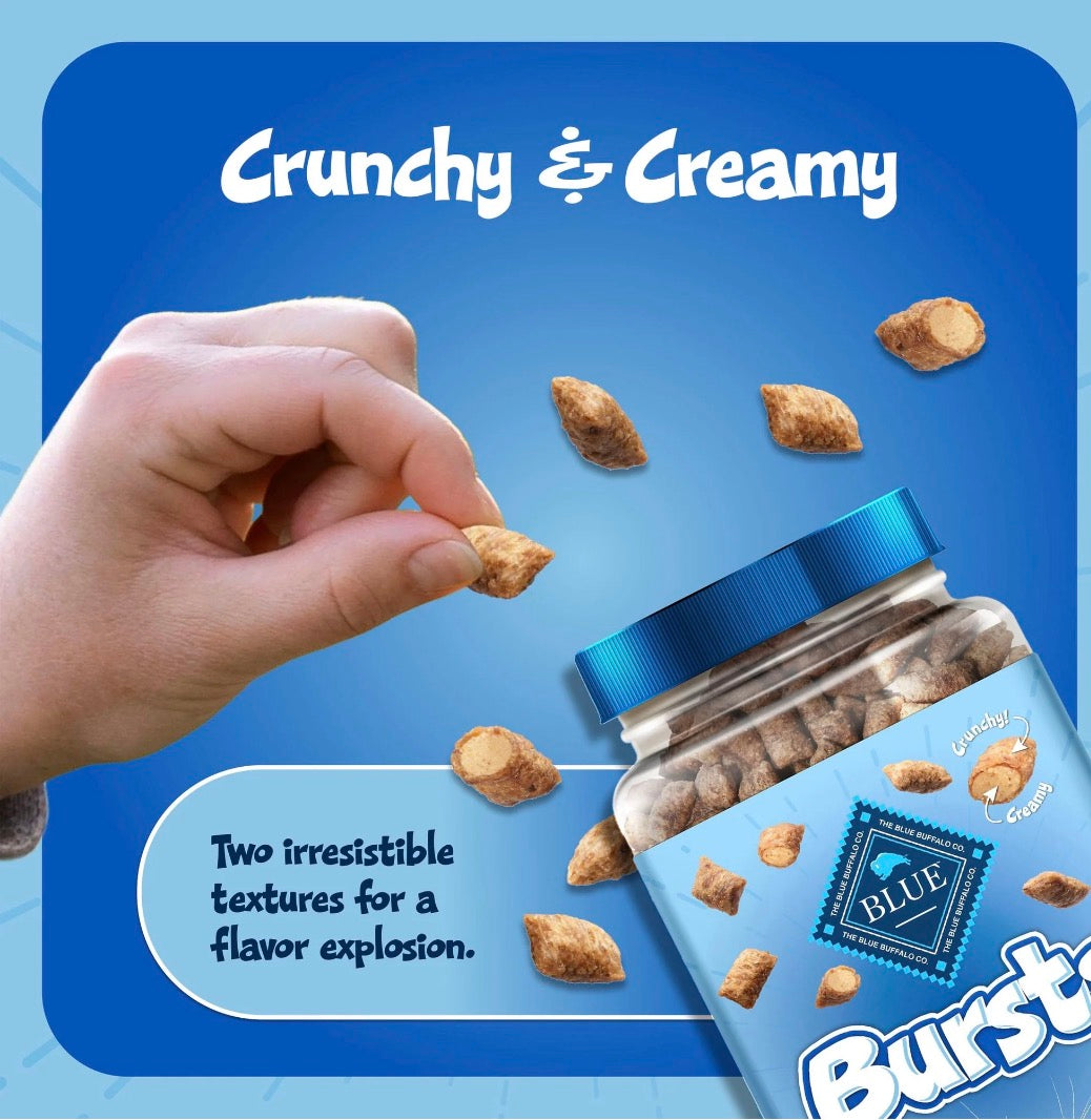 Blue Buffalo Bursts Crunchy & Creamy Cat Treats – Paw-Lickin' Chicken 12 oz Tub (3-Pack)