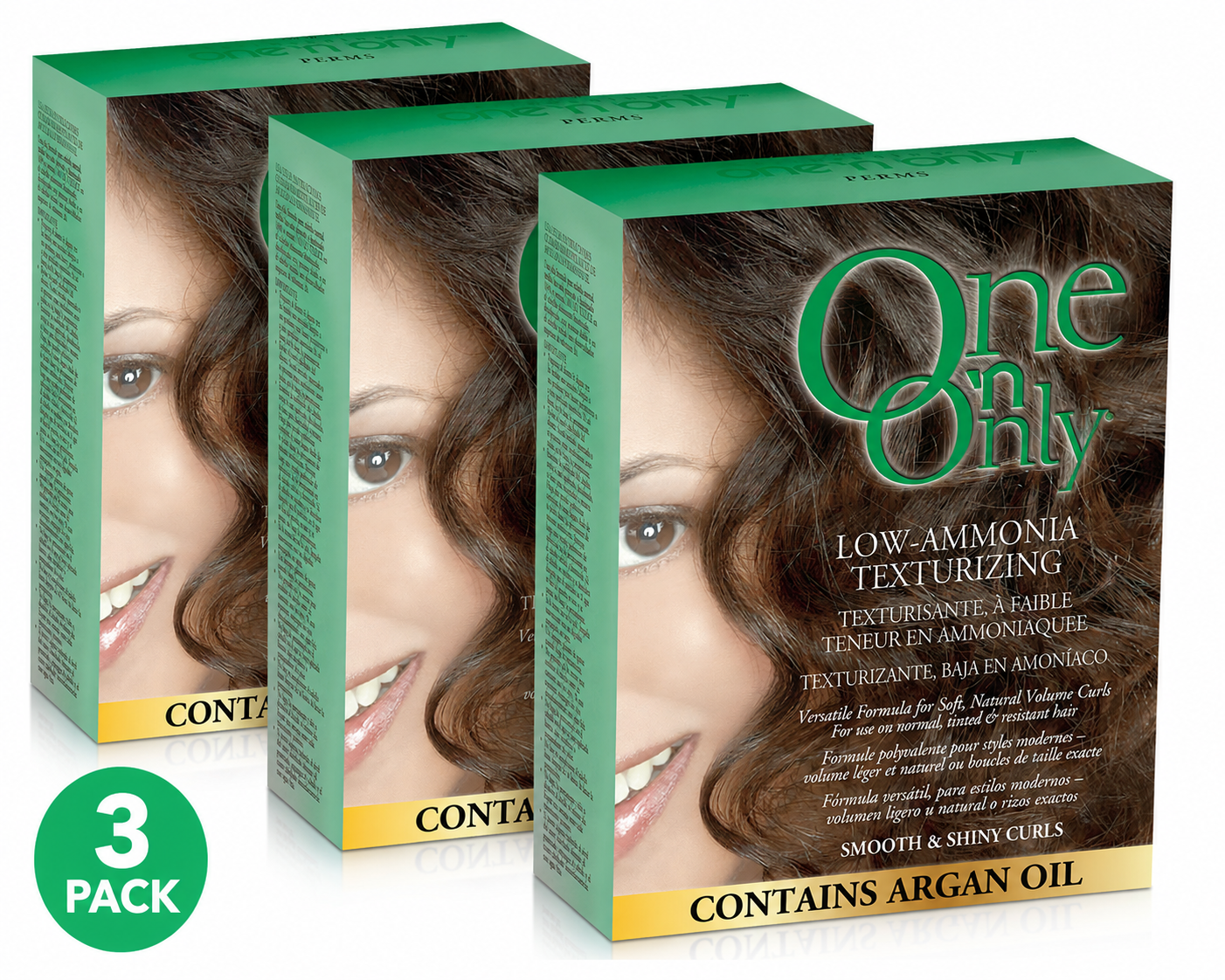 One ’N Only Perms Low-Ammonia Texturizing with Argan Oil, Smooth & Shiny – 3 Pack