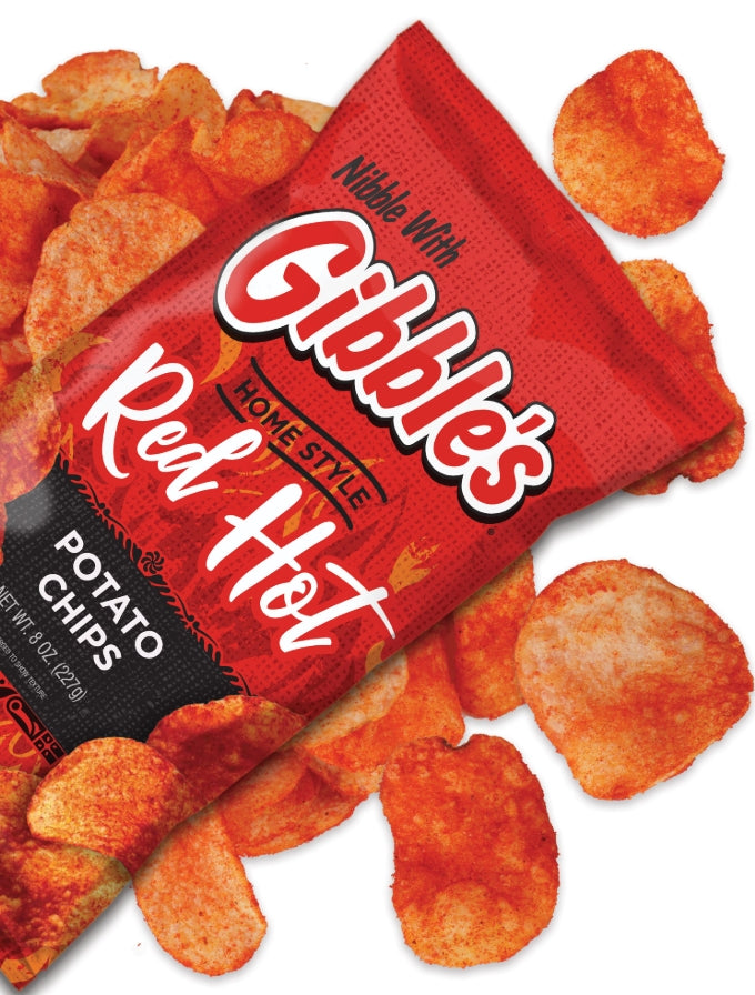 Gibble's Red Hot Spicy Potato Chips, 8 oz Bags (Pack of 4) | Pennsylvania Hometown Favorite