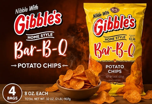 Gibble's Home Style Bar-B-Q Potato Chips, 8 oz Bags (Pack of 4) | Pennsylvania Hometown Favorite