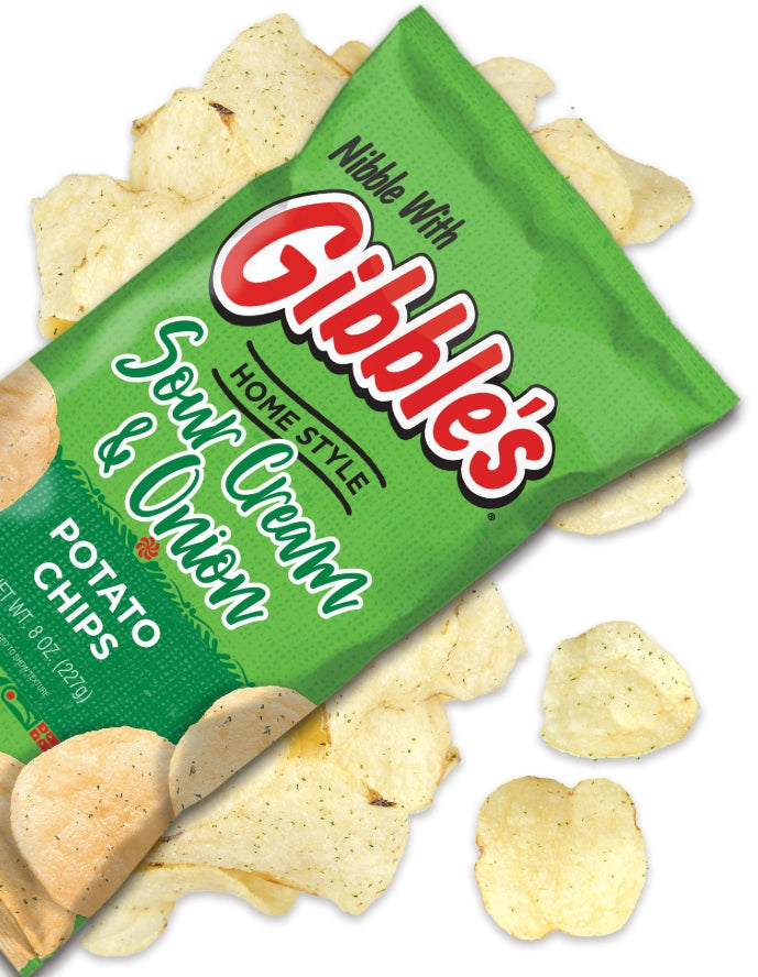 Gibble's Home Style Sour Cream & Onion Potato Chips, 8 oz Bags (Pack of 4) | Pennsylvania Hometown Favorite