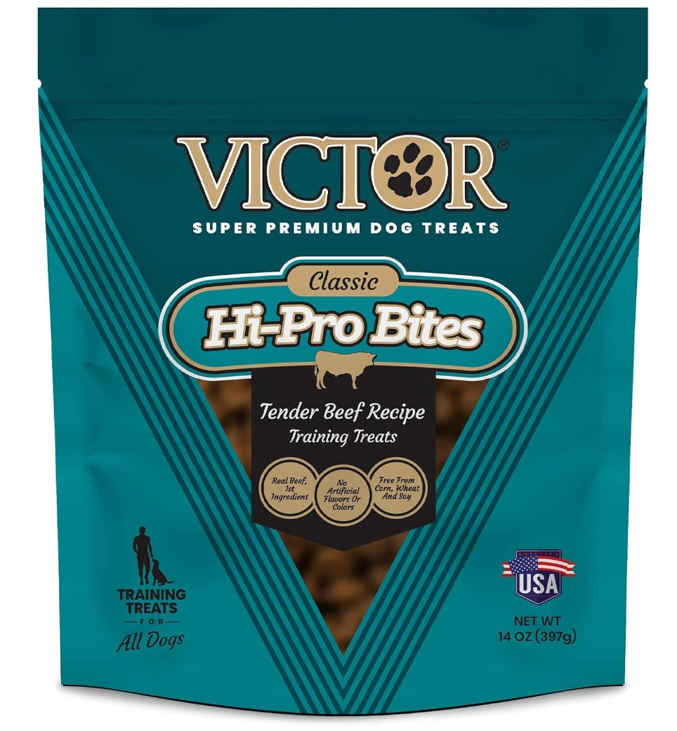 VICTOR Super Premium Dog Treats – Classic Hi-Pro Savory Bites with Real Beef – Supports Immune System, Digestive Health, & Healthy Coat – Tender Beef Treats for Active and Sporting Dogs, 14oz