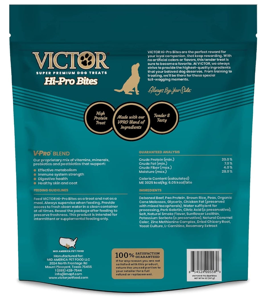 VICTOR Super Premium Dog Treats – Classic Hi-Pro Savory Bites with Real Beef – Supports Immune System, Digestive Health, & Healthy Coat – Tender Beef Treats for Active and Sporting Dogs, 14oz