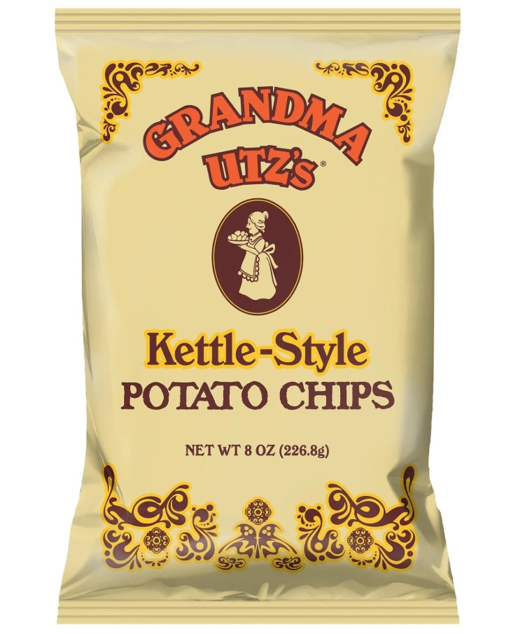 4 Packs Utz chips Handcooked Grandma Kettle cook potato Chips original Thick, Crunchy, Delicious - 8 oz bags