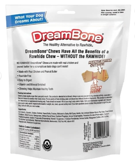 DreamBone Peanut Butter Flavored Rawhide-Free Chews for Dogs, Mini Bones, 11.3 oz.