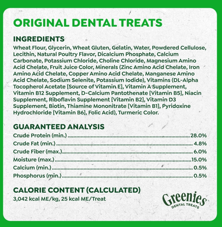 Greenies Original Flavor Adult Natural Dental Dog Treats Teenie Size, 12 oz Pack (43 Count)Greenies Original Flavor Adult Natural Dental Dog Treats Teenie Size, 12 oz Pack (43 Count)