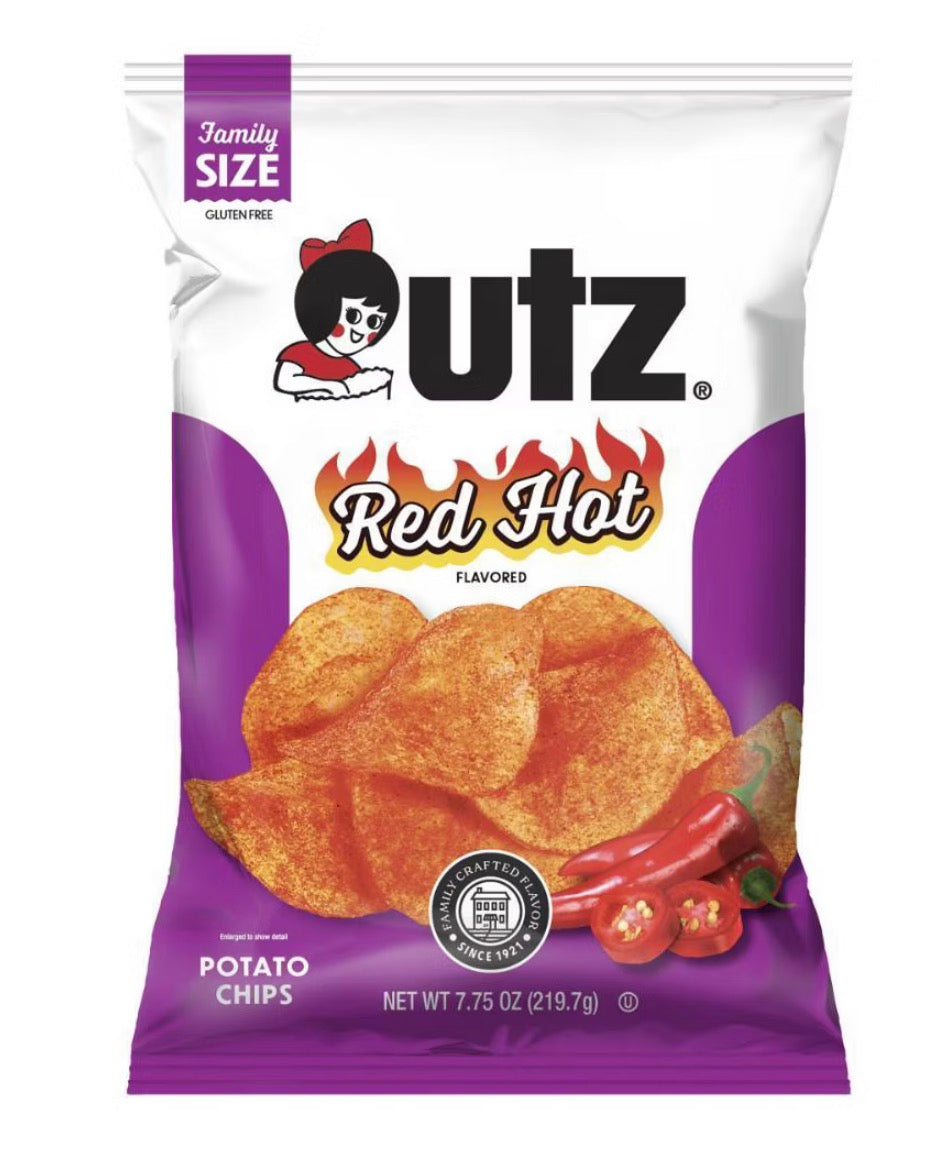 4 Pack UTZ Red Hot Flavored Potato Chips (7.75 oz Each)