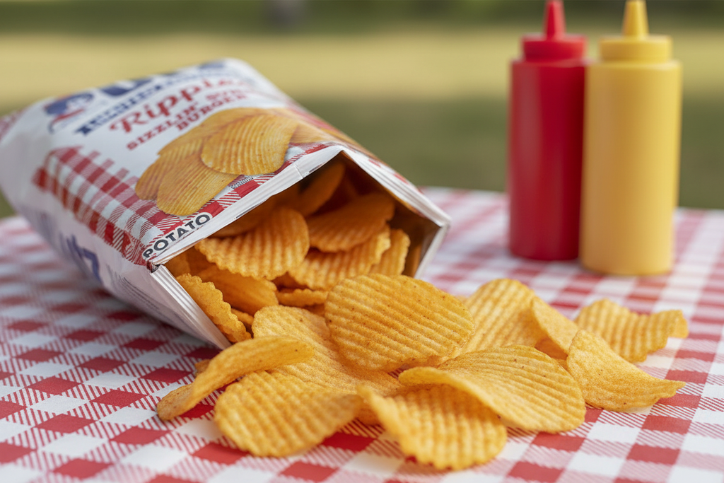 Utz Sizzlin' Summer Burger Ripple Potato Chips – Limited Edition 4 packs