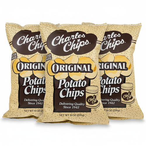 Charles Chips Original Potato Chips - 3 Bag Bundle (3 x 8 oz)