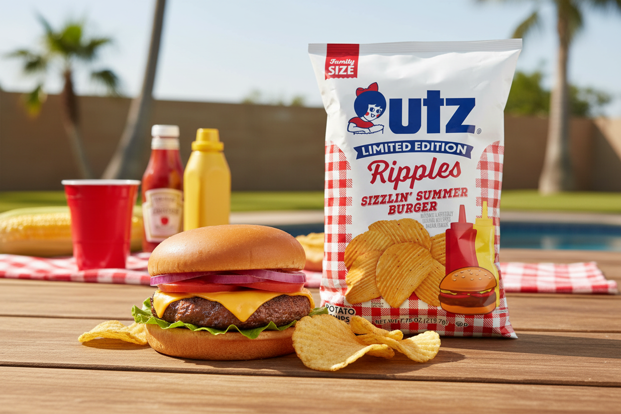 Utz Sizzlin' Summer Burger Ripple Potato Chips – Limited Edition 4 packs