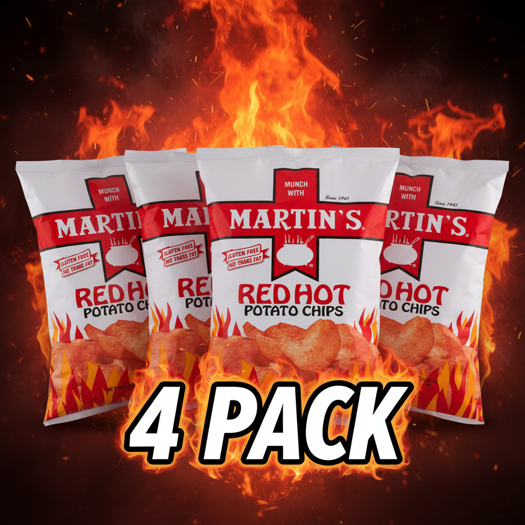 Martin's Red Hot Potato Chips 4 Pack - Spicy Background